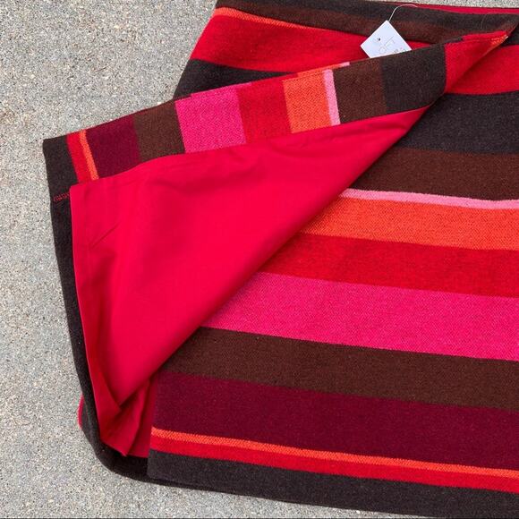 Ann Taylor Loft Wool Striped Pink Red Wrap Mini Skirt Size 2 NWT - Picture 2 of 8